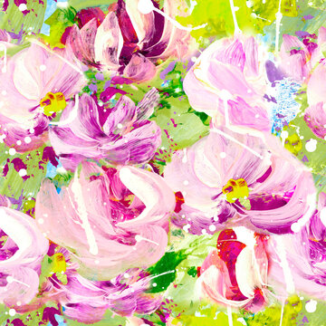 Seamless pattern. Abstract bright  flowers