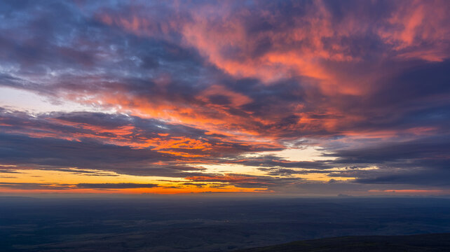Red Sunset Sky with Dramatic Clouds