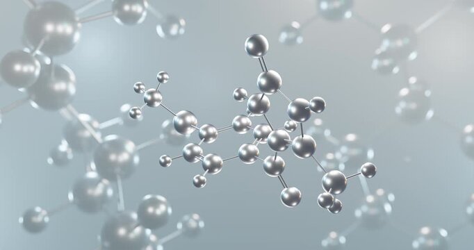 Enoximone rotating 3d molecule, molecular structure of cardiotonic agent seamless video
