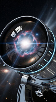 3 D telescope with celestial lens galaxy view background full hd download 2025 2026 space