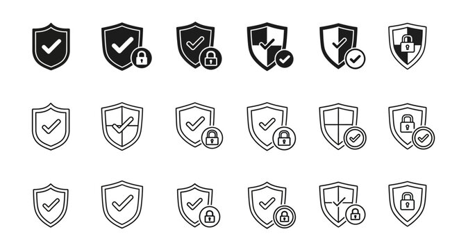 Security icons with shields.