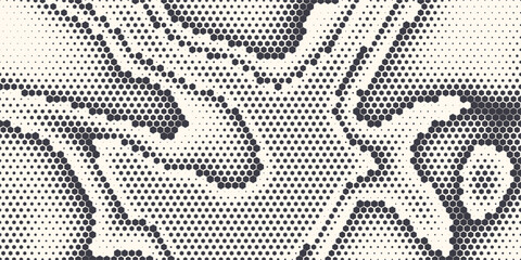 Fototapeta premium Hexagon Shapes Vector Abstract Geometric Technology Retrowave Sci-Fi Texture Isolated on Light Background. Halftone Hex Retro Simple Pattern. Eps10