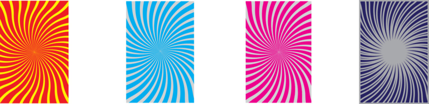 
Vibrant red and yellow spiral swirl background with hypnotic motion effect. Ideal for pop art, retro themes, comic