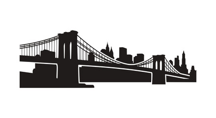 Obraz premium Brooklyn Bridge Silhouette with New York City Skyline - Vector Art