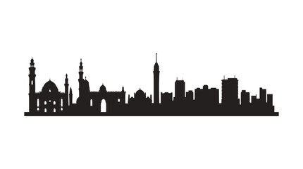 Obraz premium Cairo Skyline Silhouette: Islamic Architecture and Modern Buildings