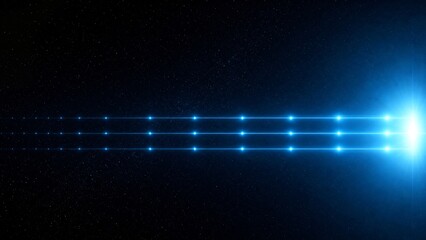 Deep space blue light beams with futuristic tech lines on dark cosmic background © eliot