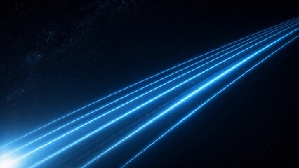 Deep space blue light beams tracing trajectories against a nebula cosmic background © eliot