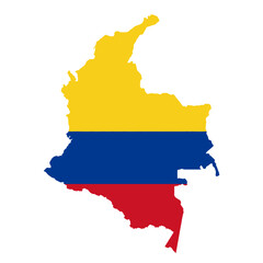 Fototapeta premium A map shape filled with horizontal yellow blue and red stripes