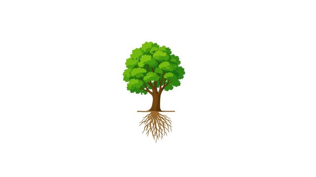 Green apple tree flat design visual video animation on isolated white suitable to your nature, go green, greenlife, display, advertise, brand, cartoon, mascot, marketing, and more