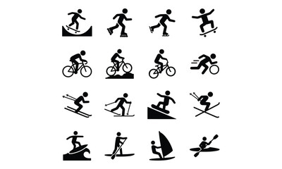 Naklejka premium Sports and Outdoor Activity Pictogram Icon Set