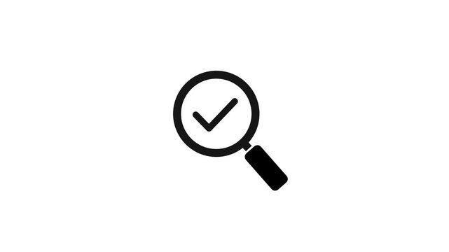 Magnifier Check Mark Icon Concept of Search Verification, Approval, Validation, Inspection, And Quality Control. Clean Minimal Symbol Design On White Background 