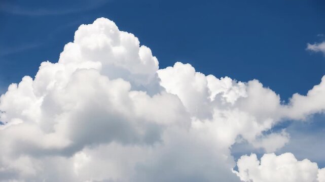 A gray, cloudy sky with white fluffy clouds.