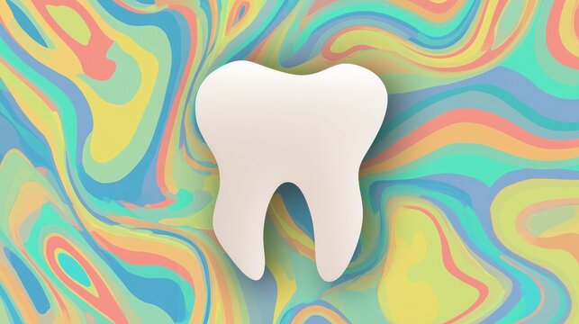 "Healthy white tooth on abstract background with bright smile and dental care concept"