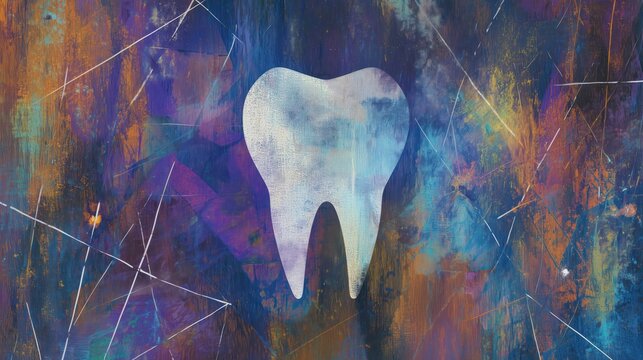 "Healthy white tooth on abstract background with bright smile and dental care concept"