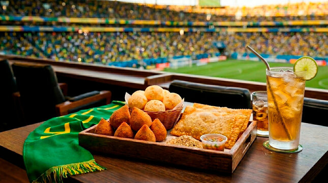 Brazilian Football Match Snacks and Refreshments in Stadium VIP Lounge