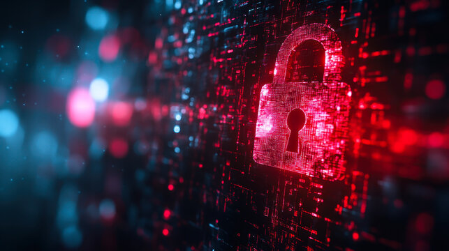 Background of the lock shape of cybersecurity and privacy concepts, 3d rendering