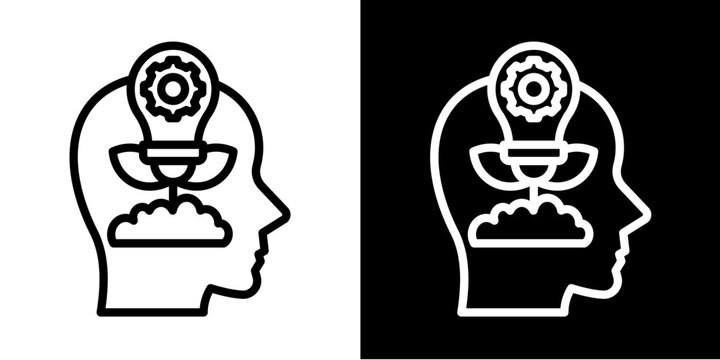 Learning Mindset  Icon Set White Line Style Collection