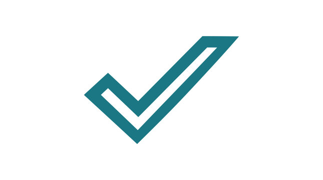 Abstract check mark symbol in teal color.