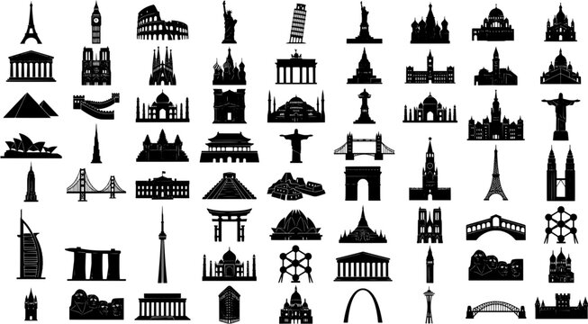 Famous Landmarks Collection Vector Icons Collection