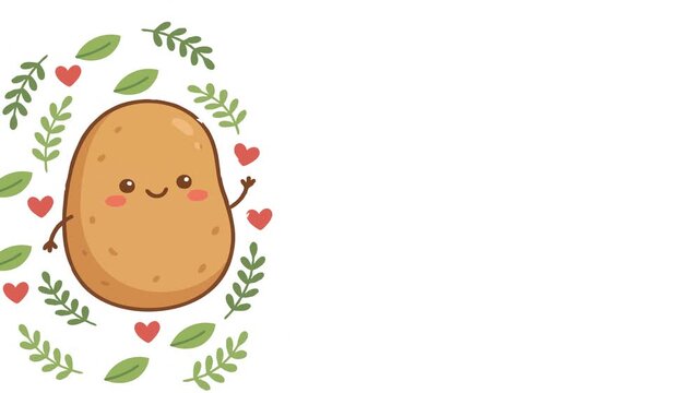 Cute cartoon character celebrating national potato day banner