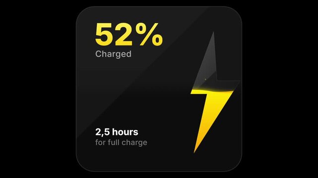 Animated battery charge icons with 52 charged