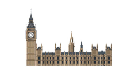 Naklejka premium Vector illustration of Big Ben and Westminster Palace in London