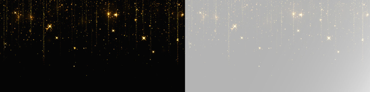 golden fairy lights with glittering confetti and festive decorative sparkle effect
