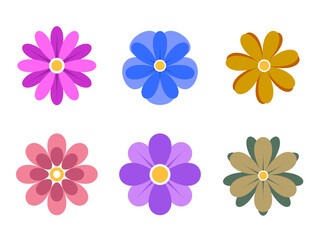 Obraz premium Colorful Flower Icons Set with Eight Petals Each