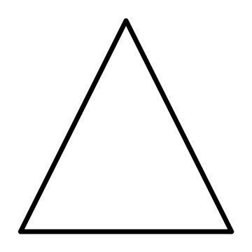 Triangle geometric shape line icon. Minimalist delta symbol, pyramid border frame, and basic trigonometry education vector illustration.