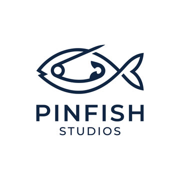 Pinfish Studios Logo with Stylized Fish Design