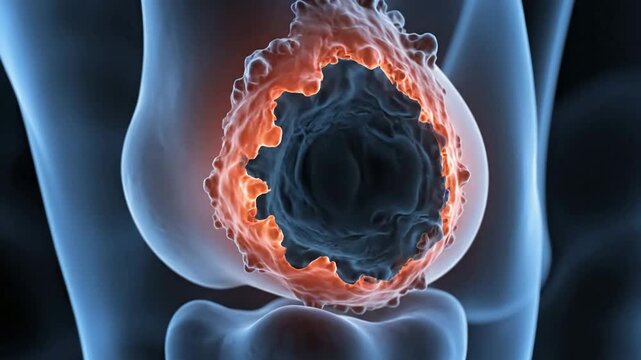 3 d medical animation of malignant tumor growth in human bone tissue for oncology research and healthcare education