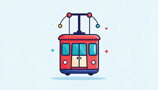 Red Trolley Tram Public Transportation Vehicle.