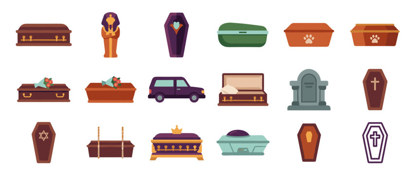 Colorful Coffins and Funeral Caskets Collection.