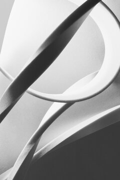 White geometric shapes, abstract background