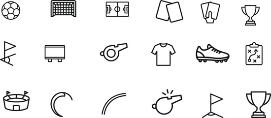 Football and Soccer Icon Set - Outline Vector Graphics for Sports, Tournament, and Match Analysis  © DolaMoni