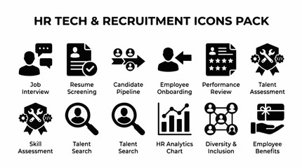 Fototapeta premium HR Tech and Talent Recruitment Platform Vector Icon Pack