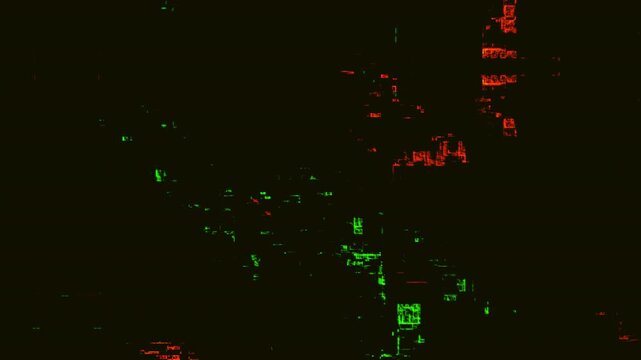 4K Cyberpunk Digital Glitch Overlay Red Green Pixelated Tech Distortion Background Vfx Corrupted Data Error Screen Hacker Interface Sci-Fi Gaming Transition Seamless Loop Retro Futuristic Video Asset