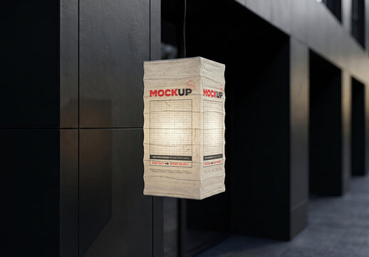 Hanging Japanese Lantern Light Bar Design Mockup