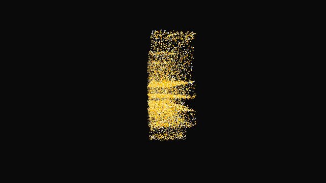 Mesmerizing gold glitter particles creating a luxury South Korean Won symbol on a solid black background. Premium visual for elite East Asian finance.