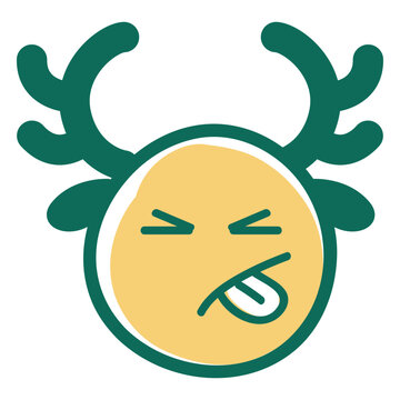 Tongue out antler face emoticon 37