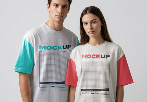 Man and Woman Shirts Mockup