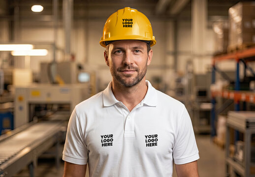 Helmet and Shirt Employee Design Logo Mockup