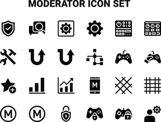 Fototapeta premium Comprehensive moderator interface toolkit containing essential administrative symbols for professional community management and online platform supervision
