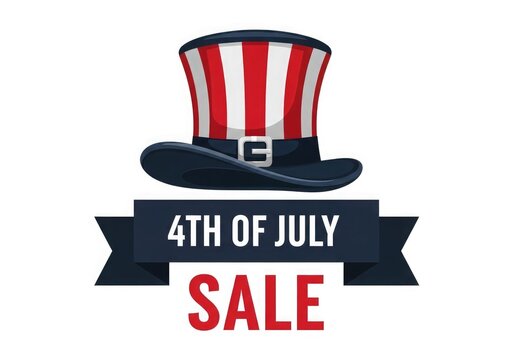 Patriotic 4th of july sale illustration with uncle sam hat
