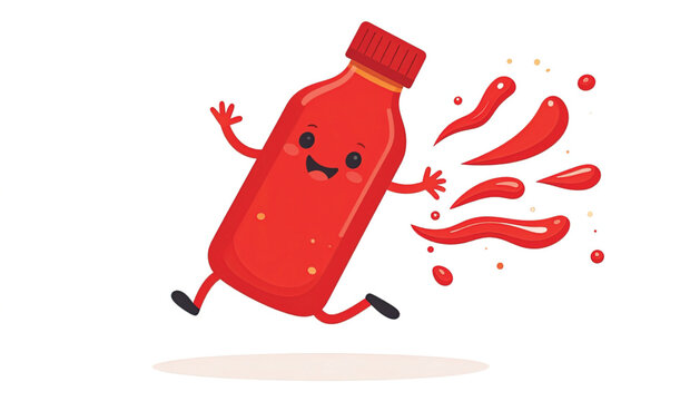 Ketchup bottle with a happy face.