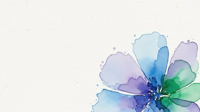 Splashy loose watercolor floral shape with ink drops.