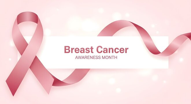 Breast cancer awareness month pink ribbon symbol for support and fundraising