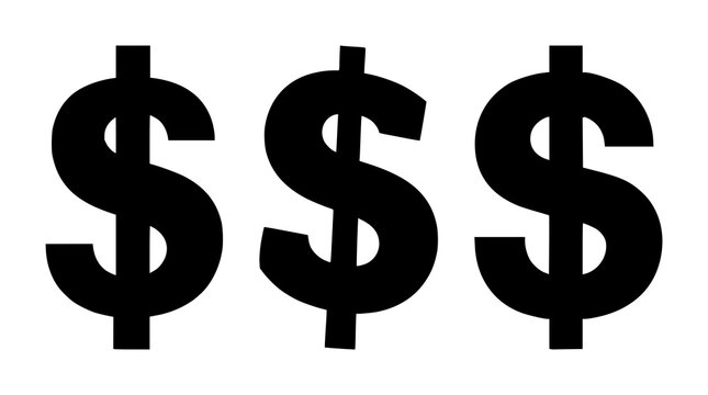 Profit margin dollar icon set with solid black design on white background featuring symbol, finance, accounting with visual representation and iconography