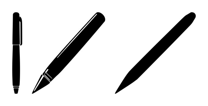 Solid black icon, white background: freelancing pen tool set with simple line art design featuring outline, illustration, graphic elements with clean design and vector art