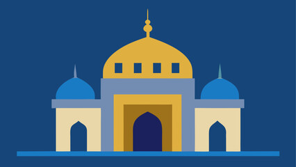 Illustration of a mosque with domes and arch © ruposhi